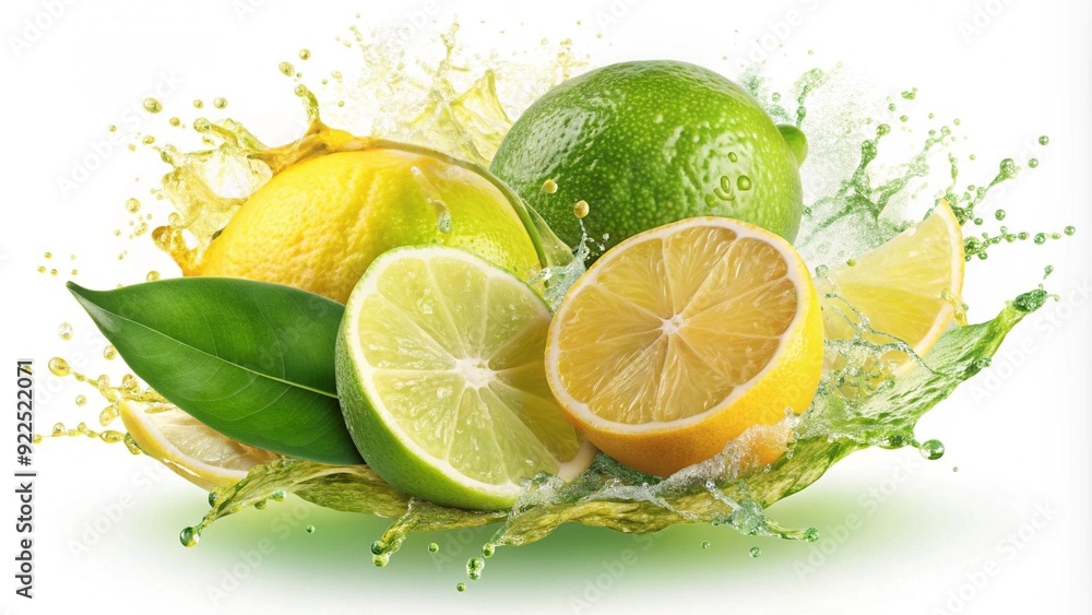 Poster a vibrant explosion of lime and lemon generative ai