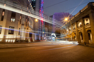 traffic in the city downtown. Central, Hong Kong.