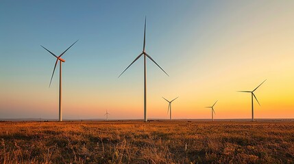 Obraz premium Eco-friendly wind turbines in a clear sky, more clarity with clear light and sharp focus, high detailed