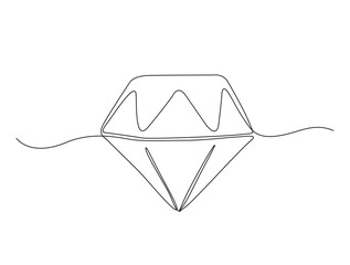 Continuous one line drawing of diamond gemstone. Precious diamond single line vector illustration. Editable line vector.
