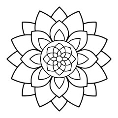 Hand-drawn mandala in vector format. A vibrantly decorated mandala. Separate flower decoration with a tribal theme. An anti stress coloring page for a coloring book. 
