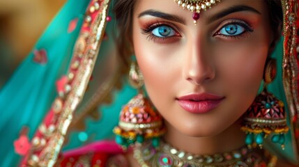 Obraz premium Graceful Indian woman with traditional jewelry