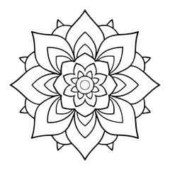 Hand-drawn mandala in vector format. A vibrantly decorated mandala. Separate flower decoration with a tribal theme. An anti stress coloring page for a coloring book. 
