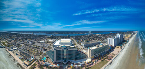 Panoramic aerial view of Daytona Beach at sunset, Florida © jovannig