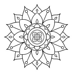 Hand-drawn mandala in vector format. A vibrantly decorated mandala. Separate flower decoration with a tribal theme. An anti stress coloring page for a coloring book. 
