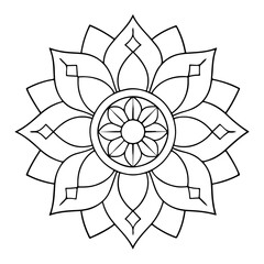 Hand-drawn mandala in vector format. A vibrantly decorated mandala. Separate flower decoration with a tribal theme. An anti stress coloring page for a coloring book. 
