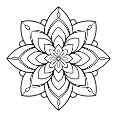 Hand-drawn mandala in vector format. A vibrantly decorated mandala. Separate flower decoration with a tribal theme. An anti stress coloring page for a coloring book. 
