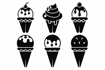 Ice Cream Icons set Silhouette vector art illustration