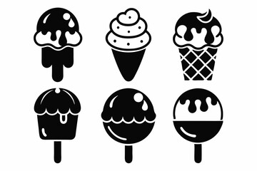 Ice Cream Icons set Silhouette vector art illustration
