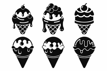 Ice Cream Icons set Silhouette vector art illustration
