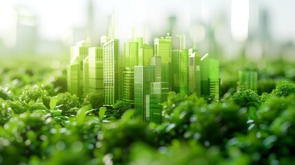 Smart city with eco-friendly buildings, green technology