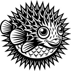 porcupine fish vector silhouette