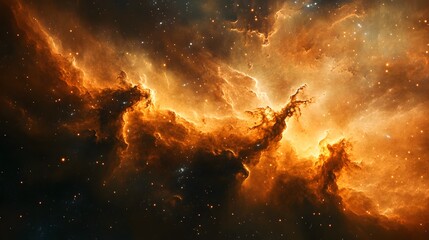 Fototapeta premium Dramatic Cosmic Explosion in Fiery Nebula Clouds of Interstellar Space