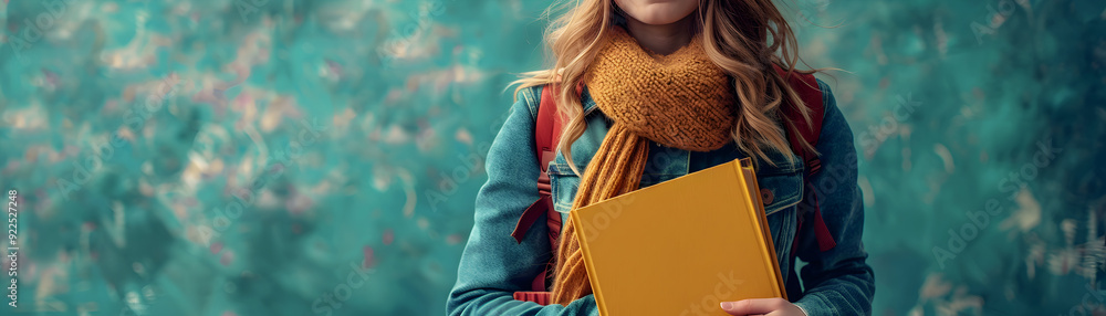 Aufkleber importance of writing and note taking in education student with books and notebook in whimsical back