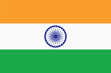 National flag of Republic of India. Indian flag. Vector illustration. 