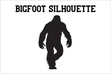Bigfoot silhouette on white background. Bigfoot silhouettes and bigfoot concept silhouette vector illustration. Bigfoot silhouette.