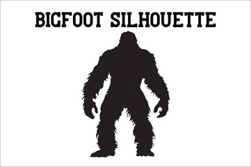 Bigfoot silhouette on white background. Bigfoot silhouettes and bigfoot concept silhouette vector illustration. Bigfoot silhouette.