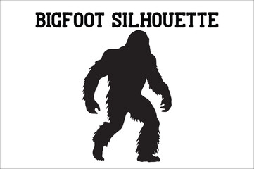 Bigfoot silhouette on white background. Bigfoot silhouettes and bigfoot concept silhouette vector illustration. Bigfoot silhouette.