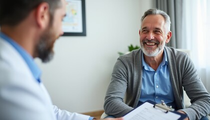 Fototapeta premium Smiling Patient Engaging in a Positive Consultation with Doctor.