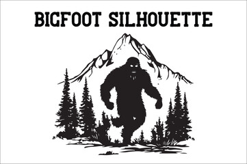 Bigfoot silhouette on white background. Bigfoot silhouettes and bigfoot concept silhouette vector illustration. Bigfoot silhouette.