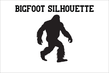 Bigfoot silhouette on white background. Bigfoot silhouettes and bigfoot concept silhouette vector illustration. Bigfoot silhouette.