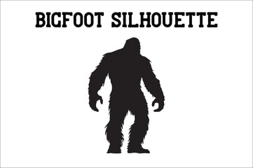 Bigfoot silhouette on white background. Bigfoot silhouettes and bigfoot concept silhouette vector illustration. Bigfoot silhouette.