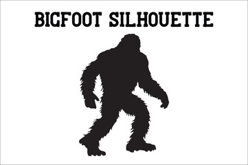 Bigfoot silhouette on white background. Bigfoot silhouettes and bigfoot concept silhouette vector illustration. Bigfoot silhouette.