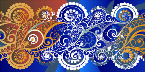 Lace swirls background. Multicolored lace background. Vector illustration
