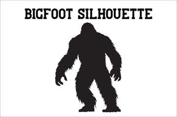 Bigfoot silhouette on white background. Bigfoot silhouettes and bigfoot concept silhouette vector illustration. Bigfoot silhouette.