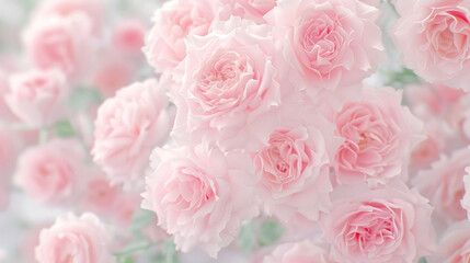 Pink Roses in Full Bloom
