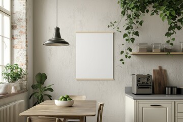 Minimalist Kitchen interior with Poster Mockup created with Generative AI