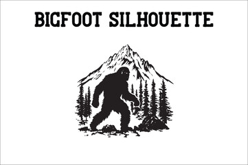Bigfoot silhouette on white background. Bigfoot silhouettes and bigfoot concept silhouette vector illustration. Bigfoot silhouette.