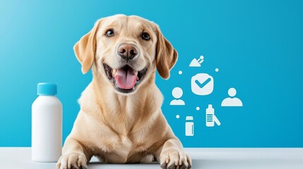 A minimalist poster of a pet wellness clinic with simple icons representing various health services.