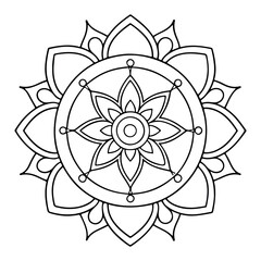 Hand-drawn mandala in vector format. A vibrantly decorated mandala. Separate flower decoration with a tribal theme. An anti stress coloring page for a coloring book. 
