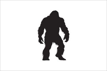 Fototapeta premium Bigfoot silhouette on white background. Bigfoot silhouettes and bigfoot concept silhouette vector illustration. Bigfoot silhouette.