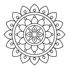 Hand-drawn mandala in vector format. A vibrantly decorated mandala. Separate flower decoration with a tribal theme. An anti stress coloring page for a coloring book. 

