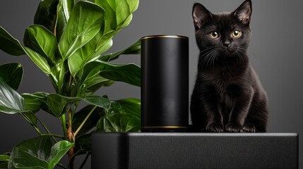 An elegant design for a luxury pet brand, featuring sleek packaging and a sophisticated logo.