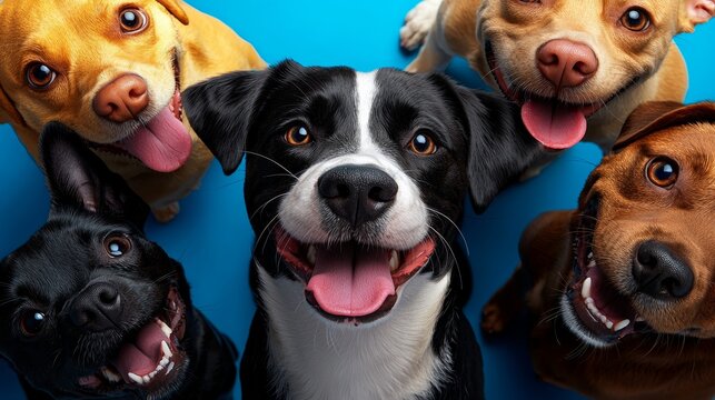 An illustration of a pet adoption event with vibrant colors and happy animals, emphasizing community and care.