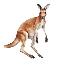 Fototapeta premium Australian kangaroo watercolor illustration isolated on white background.