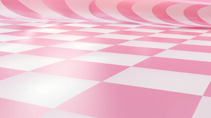 Pink checkered floor and wall