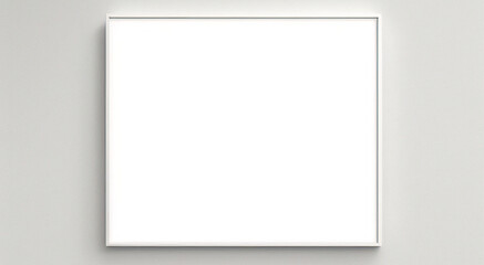 窓の光と影を持つ白い壁の背景に掛かっている最小限の空の正方形の白いフレーム画像のモックアップ。画像を分離する	