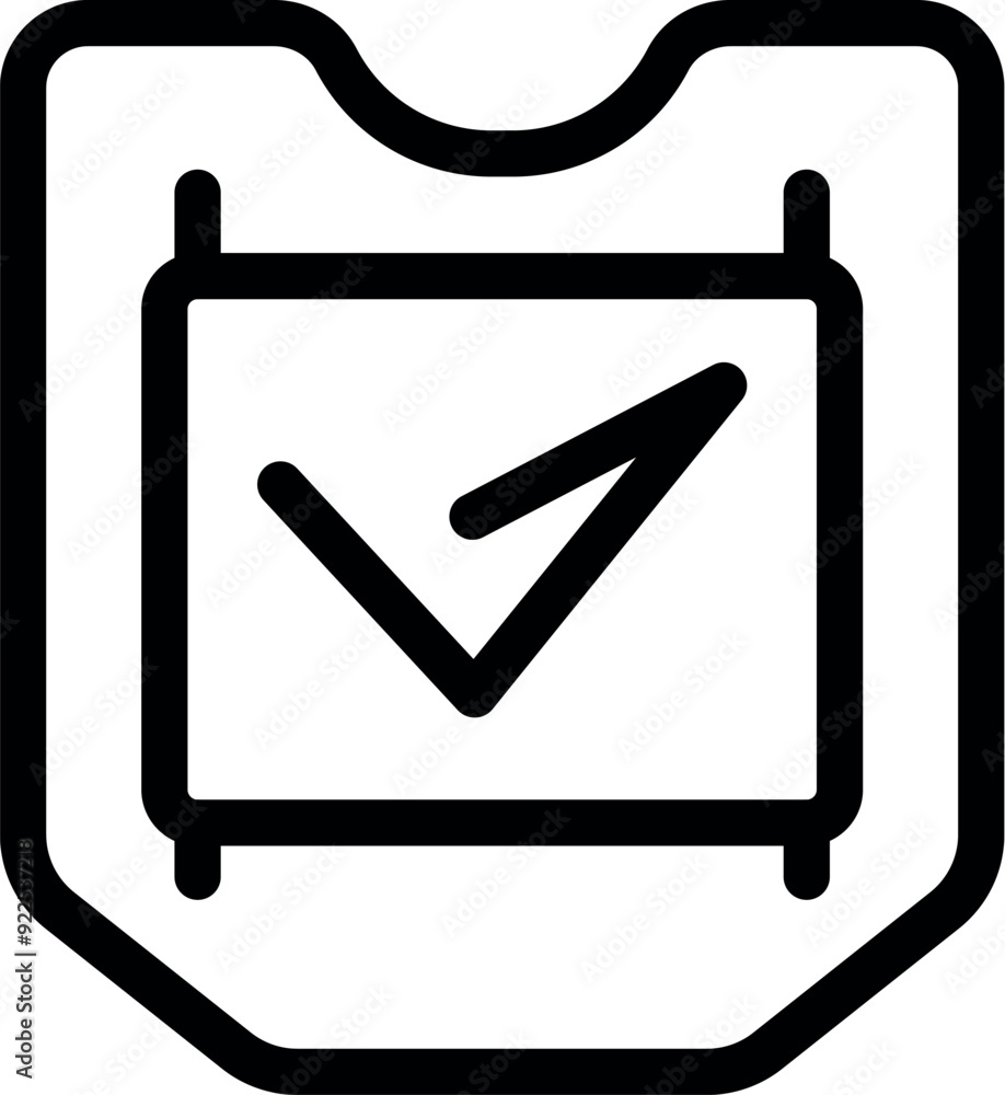 Poster electronic voting system is confirming a vote with a check mark symbol on the screen