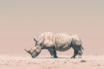 Fototapeta premium rhino beige clean soft pastel animal