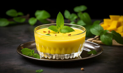 Mango Custard with Fresh Mango Slices