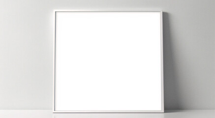 Maqueta de marco de póster de imagen de madera mínima sobre papel tapiz blanco	