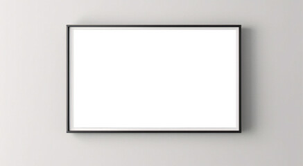 Maqueta de marco de p&oacute;ster de imagen de madera m&iacute;nima sobre papel tapiz blanco	