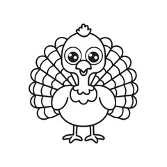 cute turkey vector art silhouette logo icon design black and white 