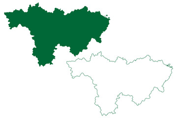 Aligarh district (Uttar Pradesh State, Republic of India) map vector illustration, scribble sketch Aligarh map