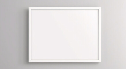Maqueta de marco de p&oacute;ster de imagen de madera m&iacute;nima sobre papel tapiz blanco	
