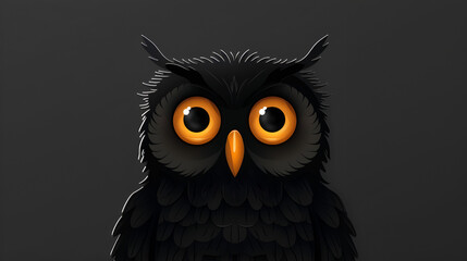 Cartoon Psycho Black Owl Simple Appearance.